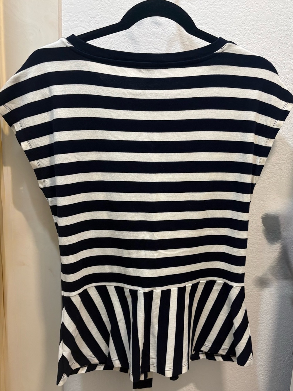 Talbots Black and White Striped Tie-Front Midi Top - Picture 2 of 3